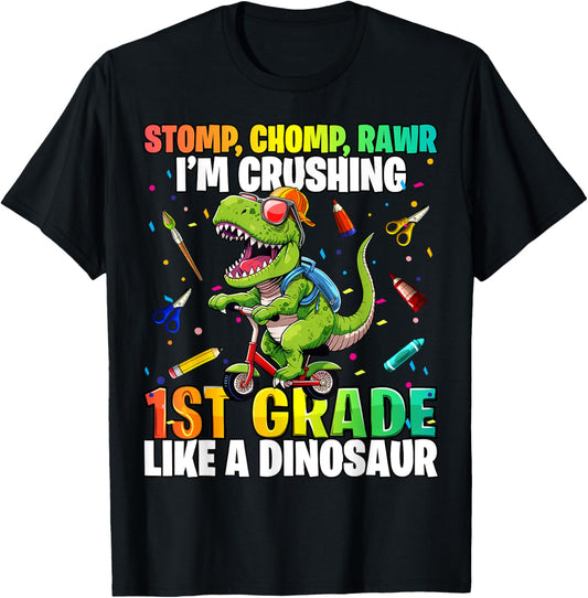 Dinosaur 1st Grade Back to School First Day of School Boys T-Shirt