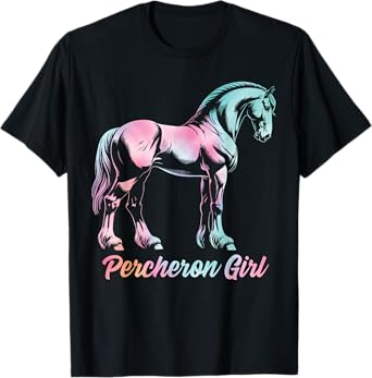 Percheron Horse Girl, Womens Equestrian Percheron Horse T-Shirt