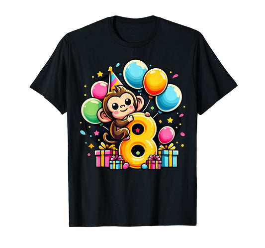 Monkey 8th birthday boy girl 8 years old eighth eight Monkey T-Shirt