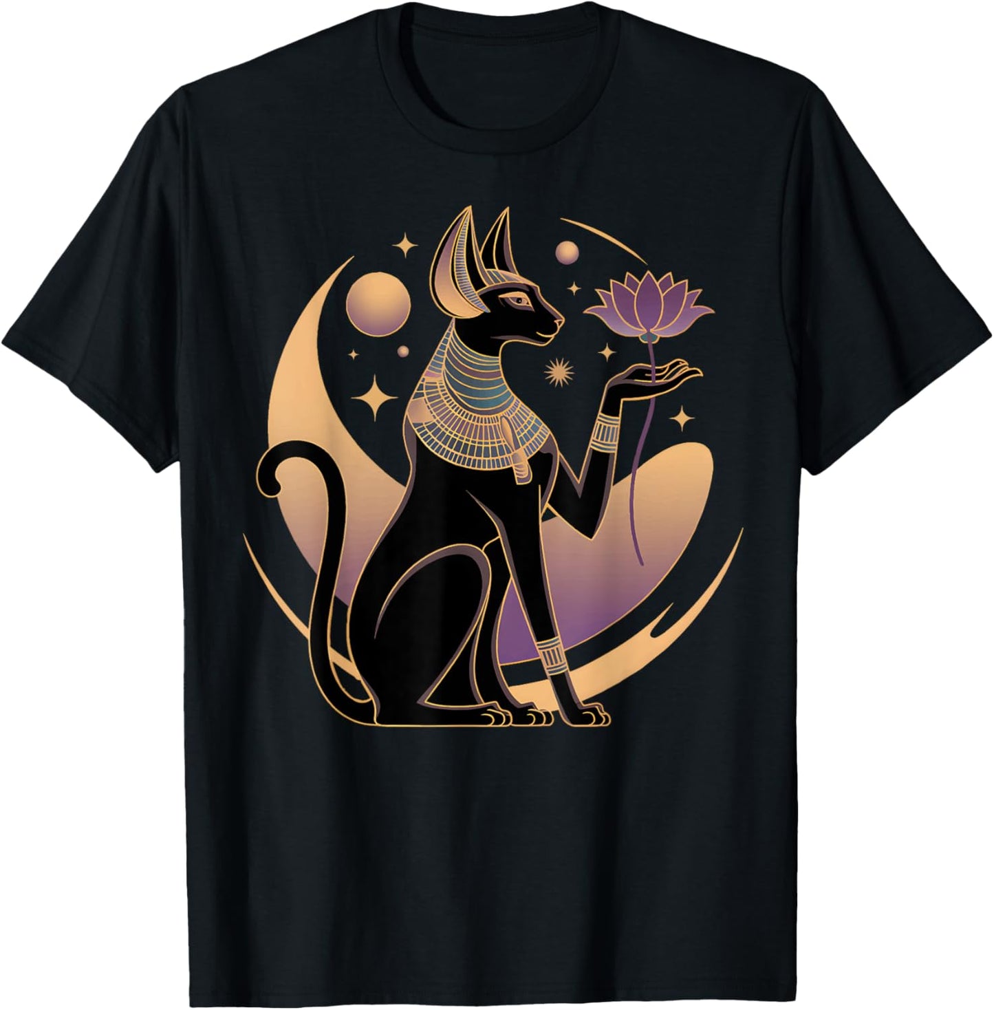 Bastet Cat Lotus Flower Egypt Feminine Magic Feline Power T-Shirt