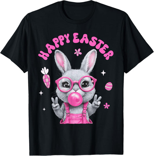 Happy Easter Bunny Rabbit Face Funny Easter Day Women Girls T-Shirt