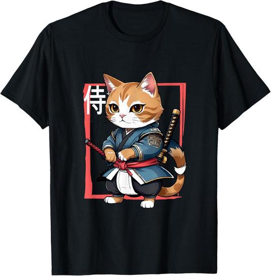 Cat Lover Samurai Cat Japanese T-Shirt