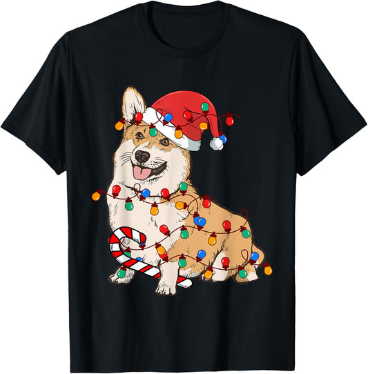 Corgi Santa Christmas Lights Xmas Dog Lover Merry Corgmas T-Shirt