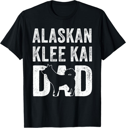Retro Alaskan Klee Kai Dad Papa Father's Day Dog Silhouette T-Shirt