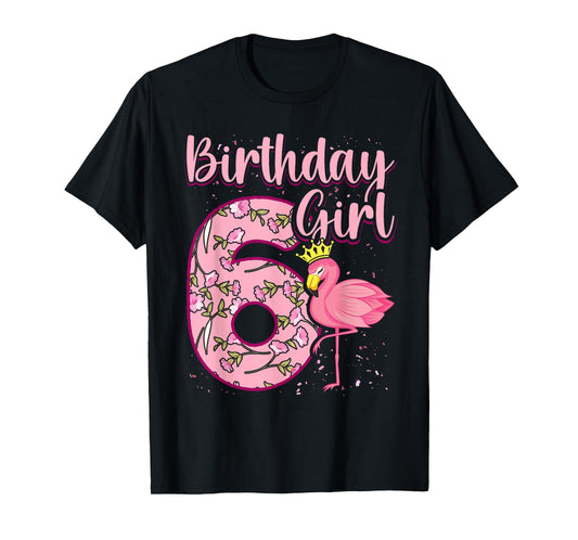 6th Birthday Girls Flamingo 6 Years Old Tropical Flamingo T-Shirt