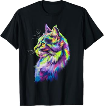 Colorful Cat Graphic Kitten Lovers Art Kitty Cats T-Shirt