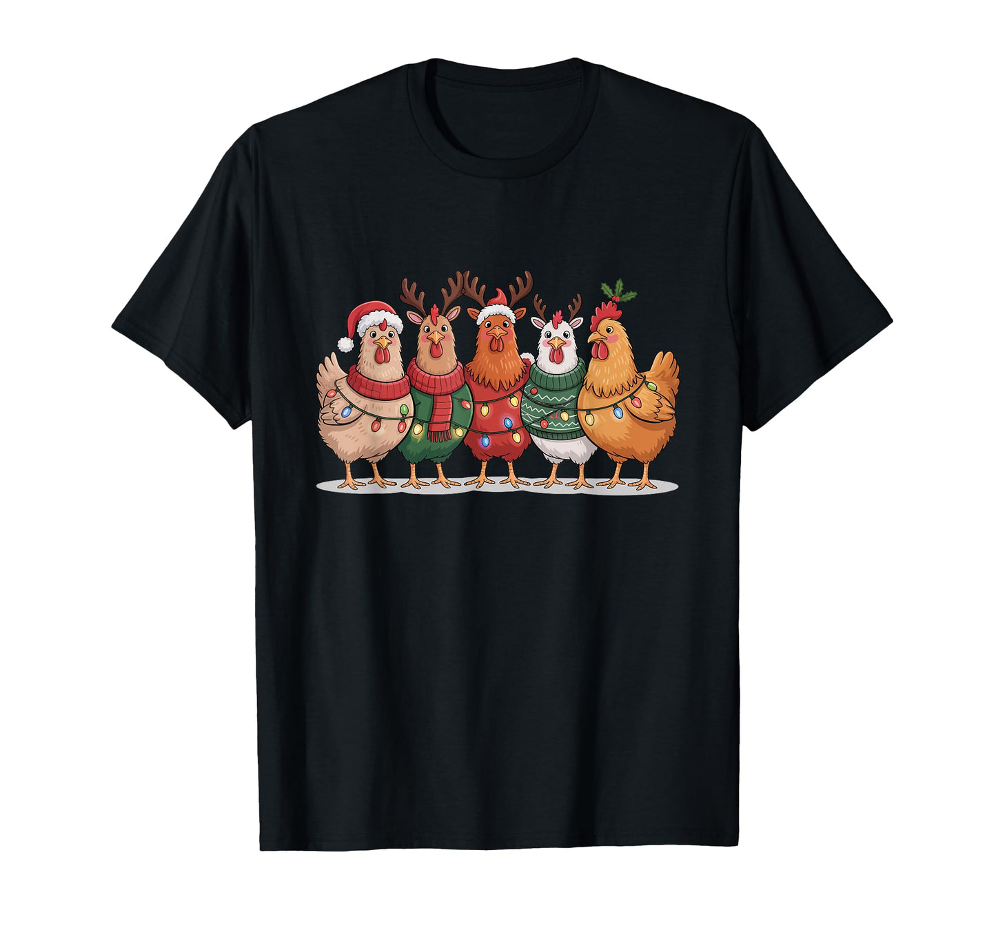 Christmas Lights Chicken Santa Funny Xmas Tree for Men Women T-Shirt