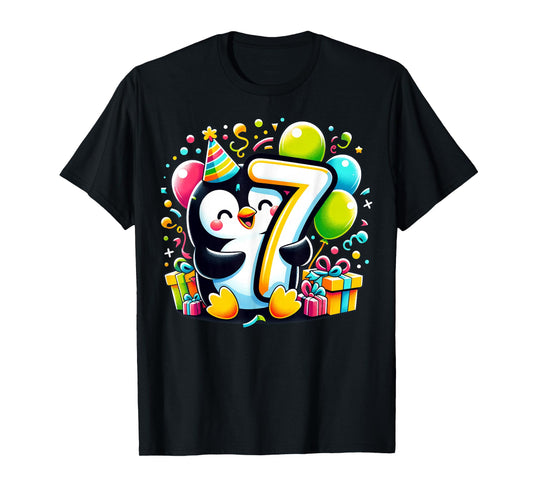 Penguin 7th birthday for boy girl 7 years old seven Penguin T-Shirt