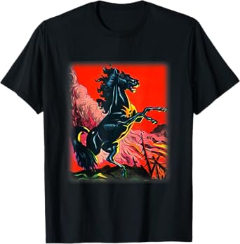 Black Horse Shirt, Colorful Stallion Tshirt for Horse Lovers T-Shirt