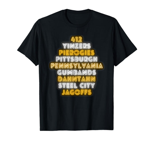 Pittsburgh 412 Jagoffs Yinzers Funny Retro T-Shirt