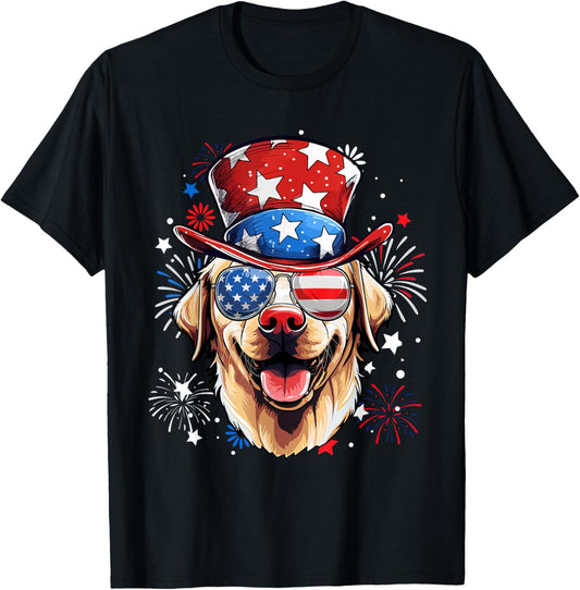 Labrador Retriever Patriotic USA Flag 4th Of July Dog Lover T-Shirt