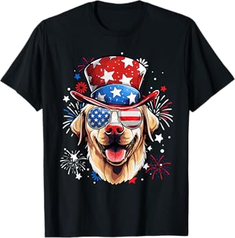 Labrador Retriever Patriotic USA Flag 4th Of July Dog Lover T-Shirt