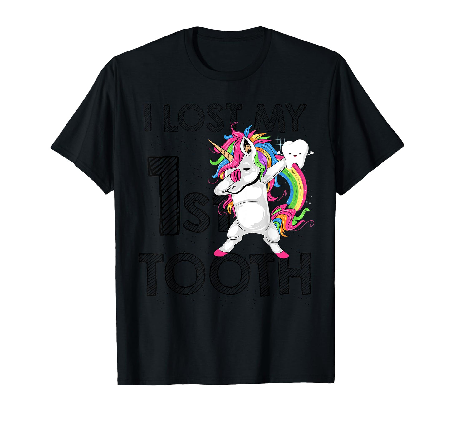 I Lost My First Tooth Baby Teeth Out Fairy Unicorn Dabbing T-Shirt