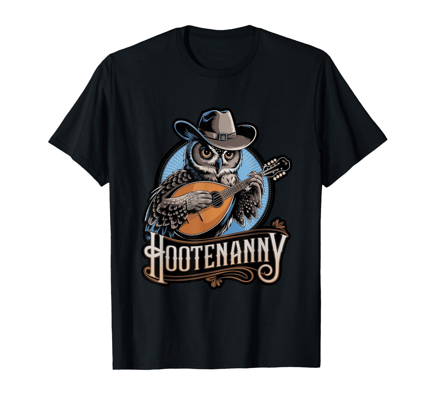 Hootenanny Owl Lover Musical Instrument Folk Music T-Shirt