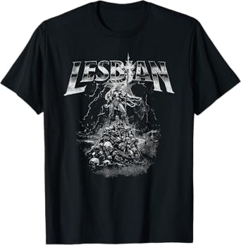 Lesbian Warrior Dark Fantasy Retro Funny Cat LGBT Meme T-Shirt for Men Women