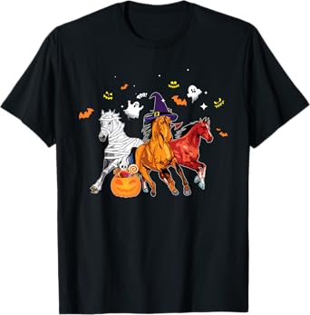 Horse Mummy Witch Halloween Horror Gift For Horse Lover T-Shirt