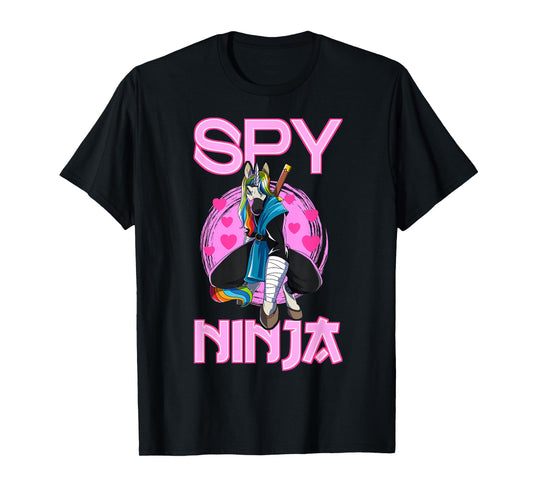 Spy Ninja Unicorn Gamer Rainbow Spione Samurai T-Shirt