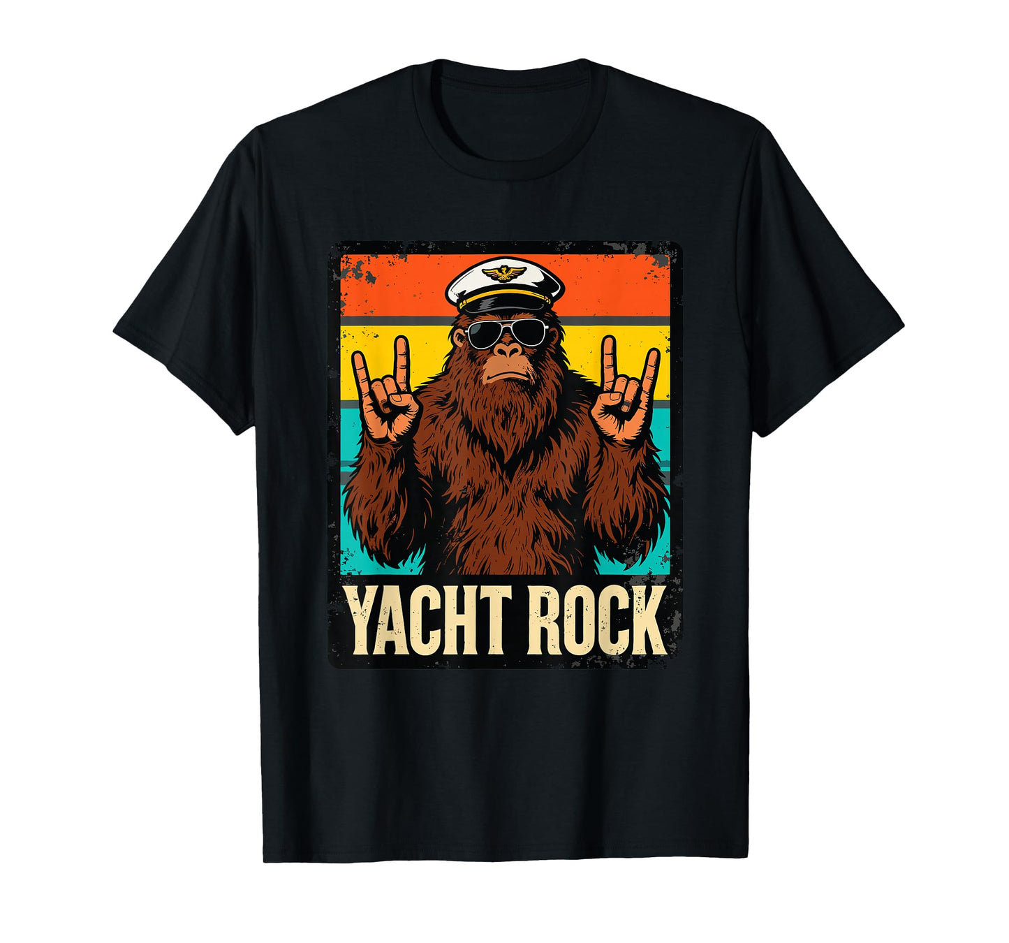 Funny Bigfoot Yacht Rock Boat Captain T-Shirt