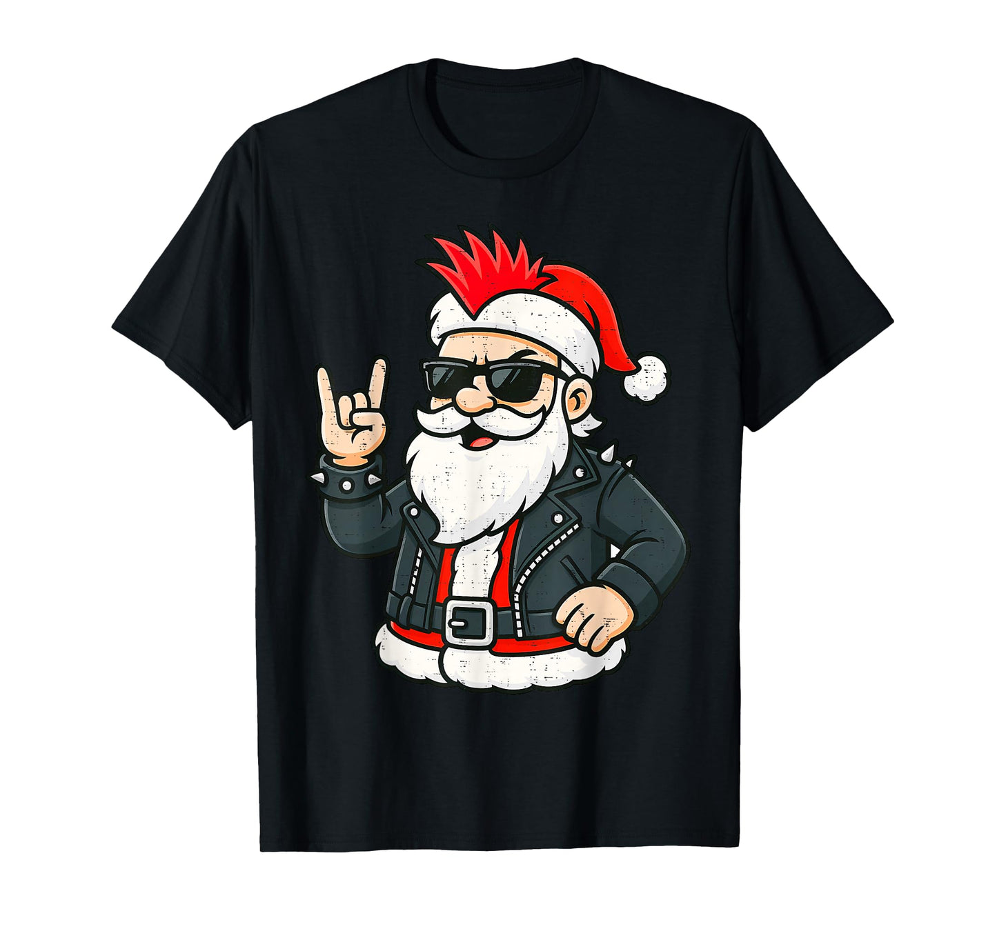 Punk Rock Santa Claus Emo Christmas Rocker Pajamas Men Women T-Shirt