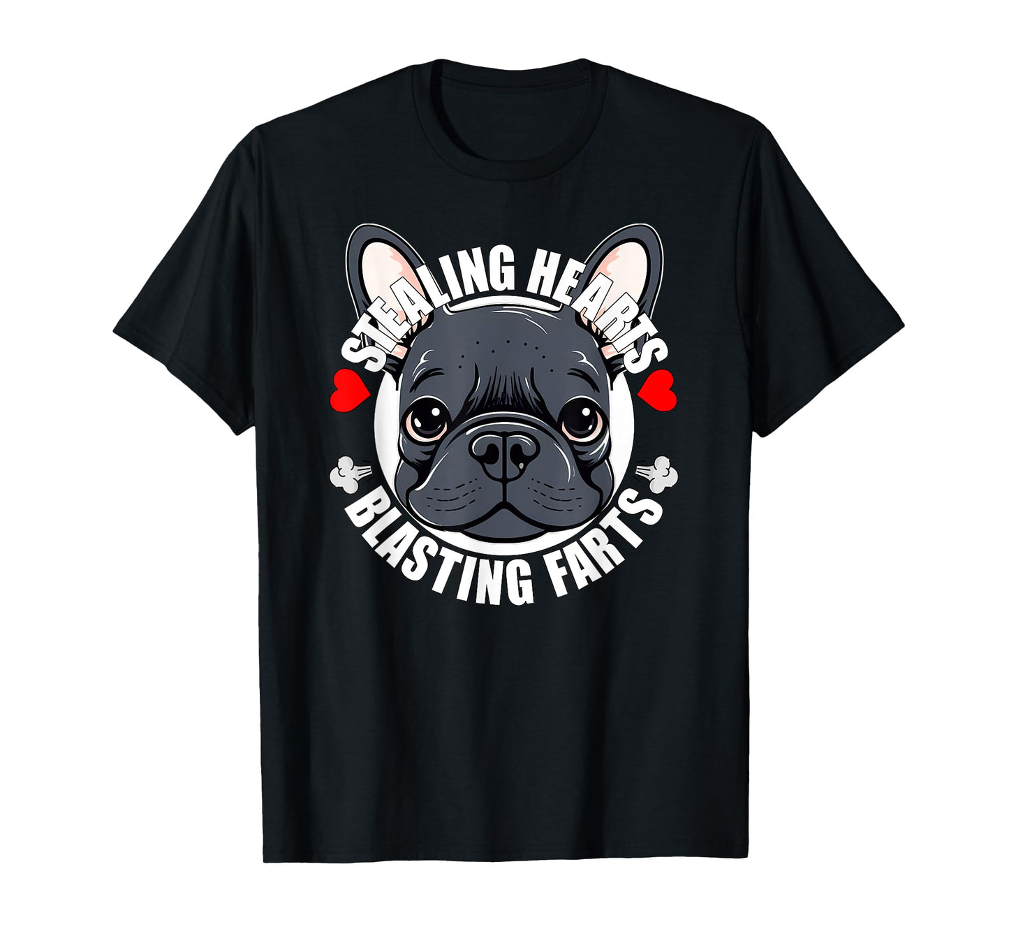 Funny Frenchie French Bulldog Stealing Hearts Blasting Farts T-Shirt