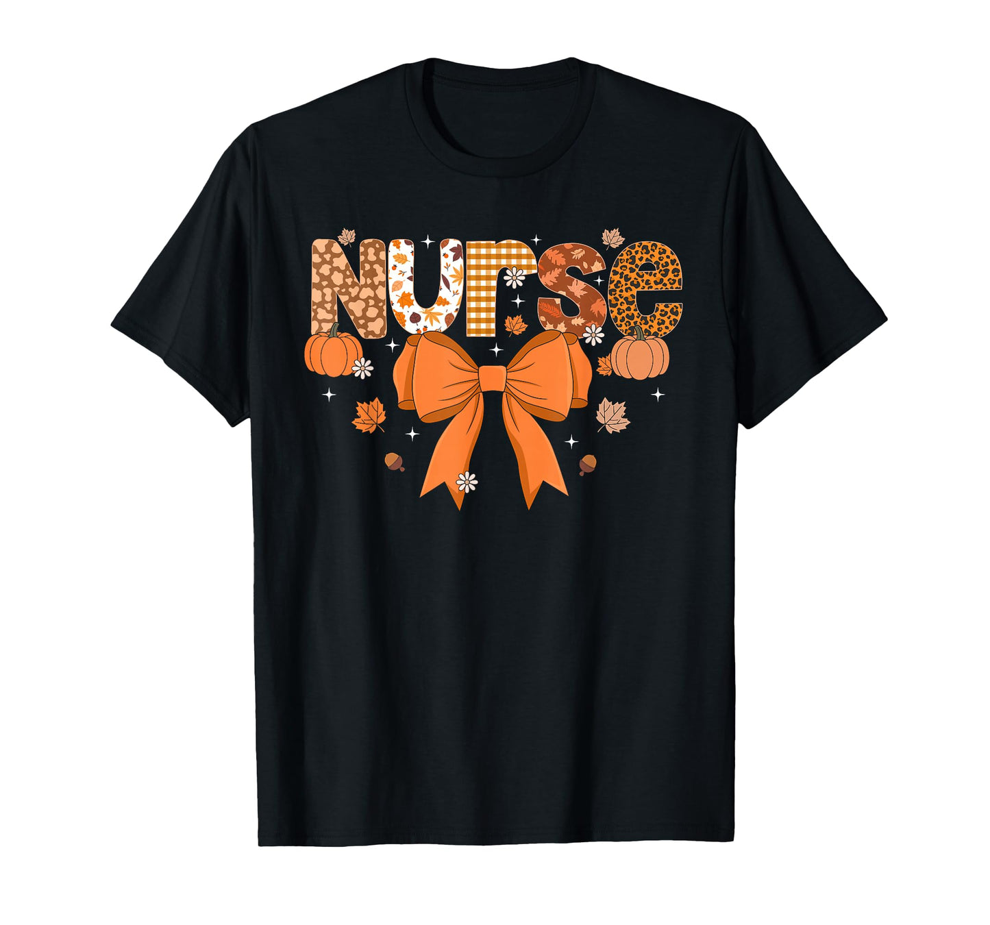 Thanksgiving Nurse Coquette Bow Nursing Fall Autumn Pumpkin T-Shirt