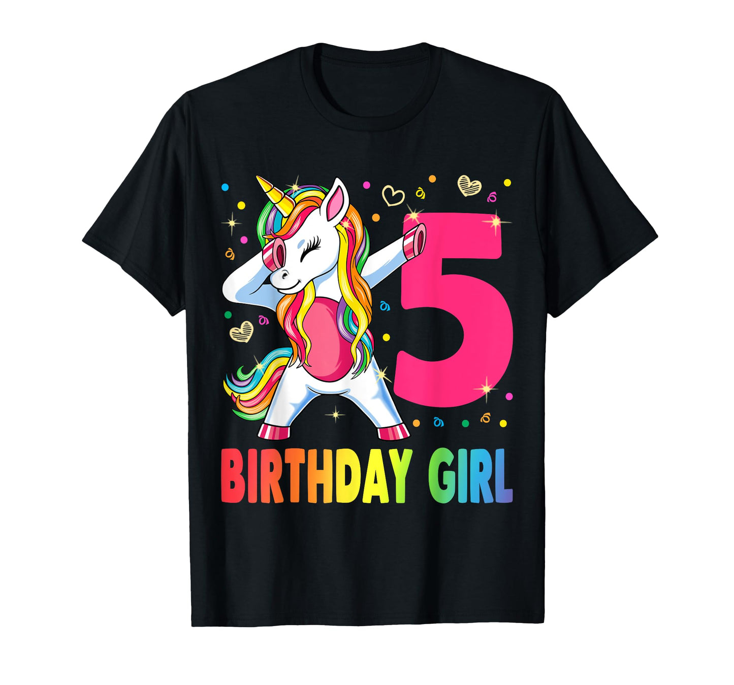 5 Years Old Unicorn Dabbing 5th Birthday Girl Unicorn Party T-Shirt