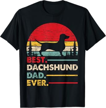 Dachshund Best Dad Ever Gift Dog Vintage Retro Men T-Shirt