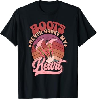 Howdy Valentines Boots Never Broke My Heart Western Cowgirl T-Shirt