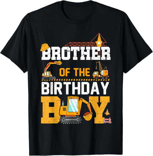 Brother Of The Birthday Boy Construction Family Theme Party T-Shirt