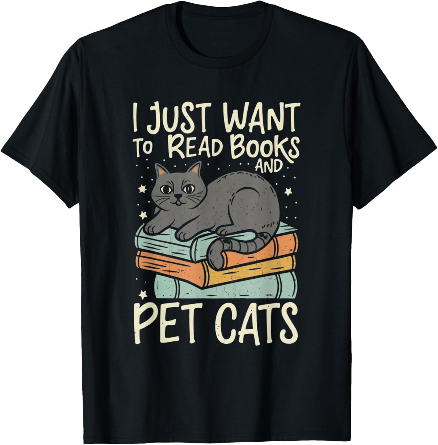 Retro I Just Want To Read Books And Pet Cats Cat T-Shirt