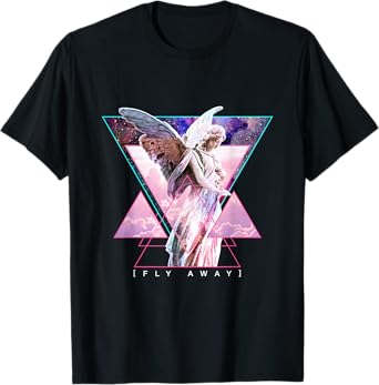 Vaporwave Angel Statue & Wings - Fly Away Aesthetic Art T-Shirt