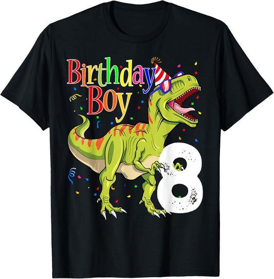 Kids 8th Birthday Boy Dinosaur Shirts Rawr I'm 8 Dinosaur T-Shirt