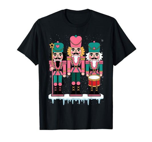 Pink Nutcracker Squad Xmas Pink Christmas Pajamas Women Kids T-Shirt
