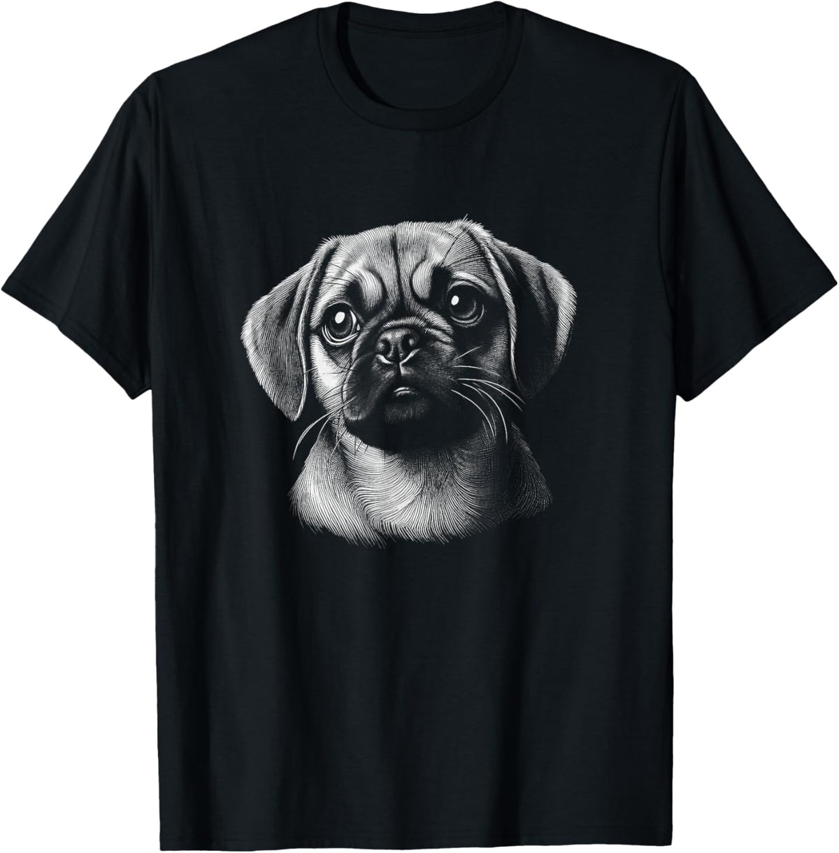 Puggle Dog Face Art Design T-shirt for Men Women Kids