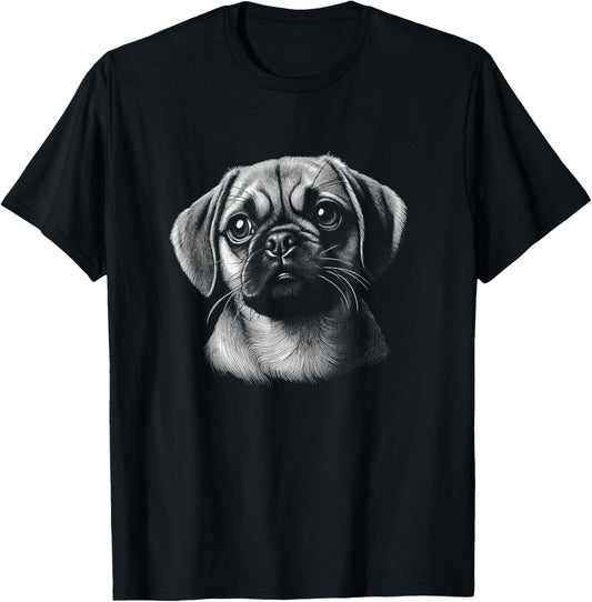 Puggle Dog Face Art Design T-Shirt