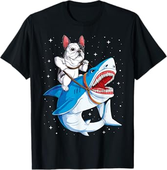 French Bulldog Riding Shark Jawsome Dog Lover Gifts Galaxy Men Women T-Shirt