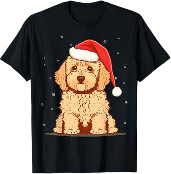 Xmas Golden Doodle Santa on Christmas Goldendoodle T-Shirt