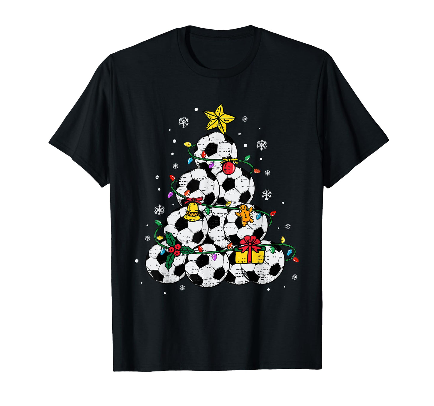 Soccer Christmas Tree Hat Santa Xmas Sport Mens Boys Kids T-Shirt