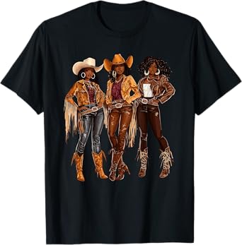 Black African American Cowgirl Western Country Texas Rodeo T-Shirt