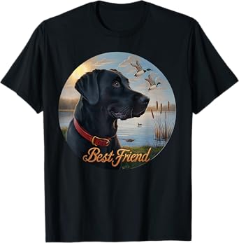 Black Labrador Best Friend. Hunting waterfowl ducks design. T-Shirt