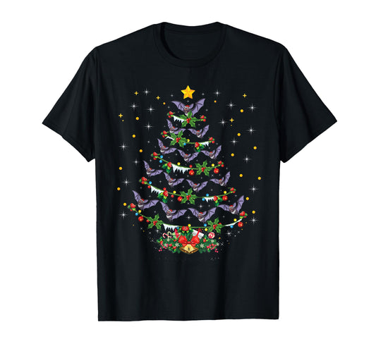Funny Santa Bat Bird Xmas Gift Bat Christmas Tree T-Shirt