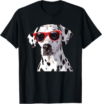 Ödalmatiandog Dalmatian Dog Sunglasses T-Shirt, Small, Black