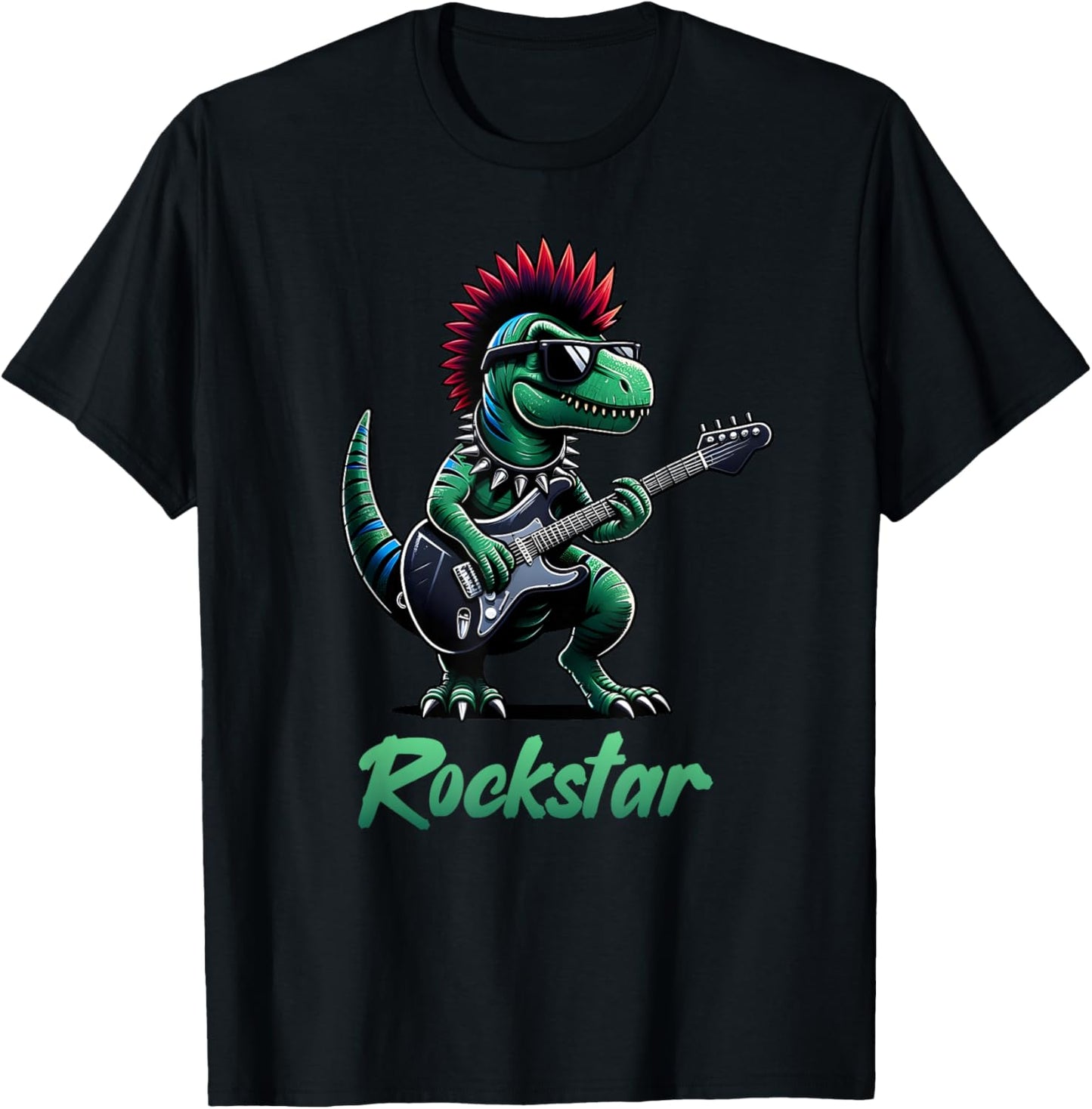 Dinosaur Rock Star Guitar Rock'n Roll Music Singer, Band T-Shirt