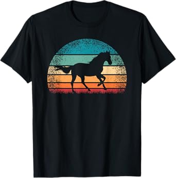 Cute Horses Clothing for Men Women Kids Girls Boys Retro Horse Lover Horseback Riding Cowgirl T-Shirt