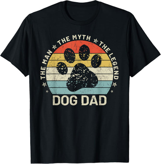 Retro Dog Dad Shirt Funny Gifts For Man Myth Legend Dog Dad T-Shirt