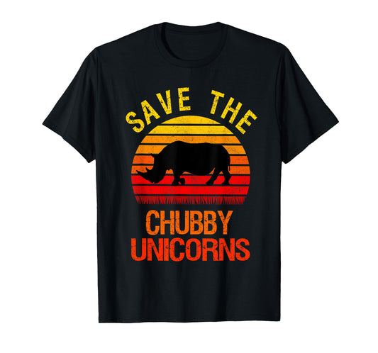 Save The Chubby Unicorns Retro Style Rhino T-Shirt
