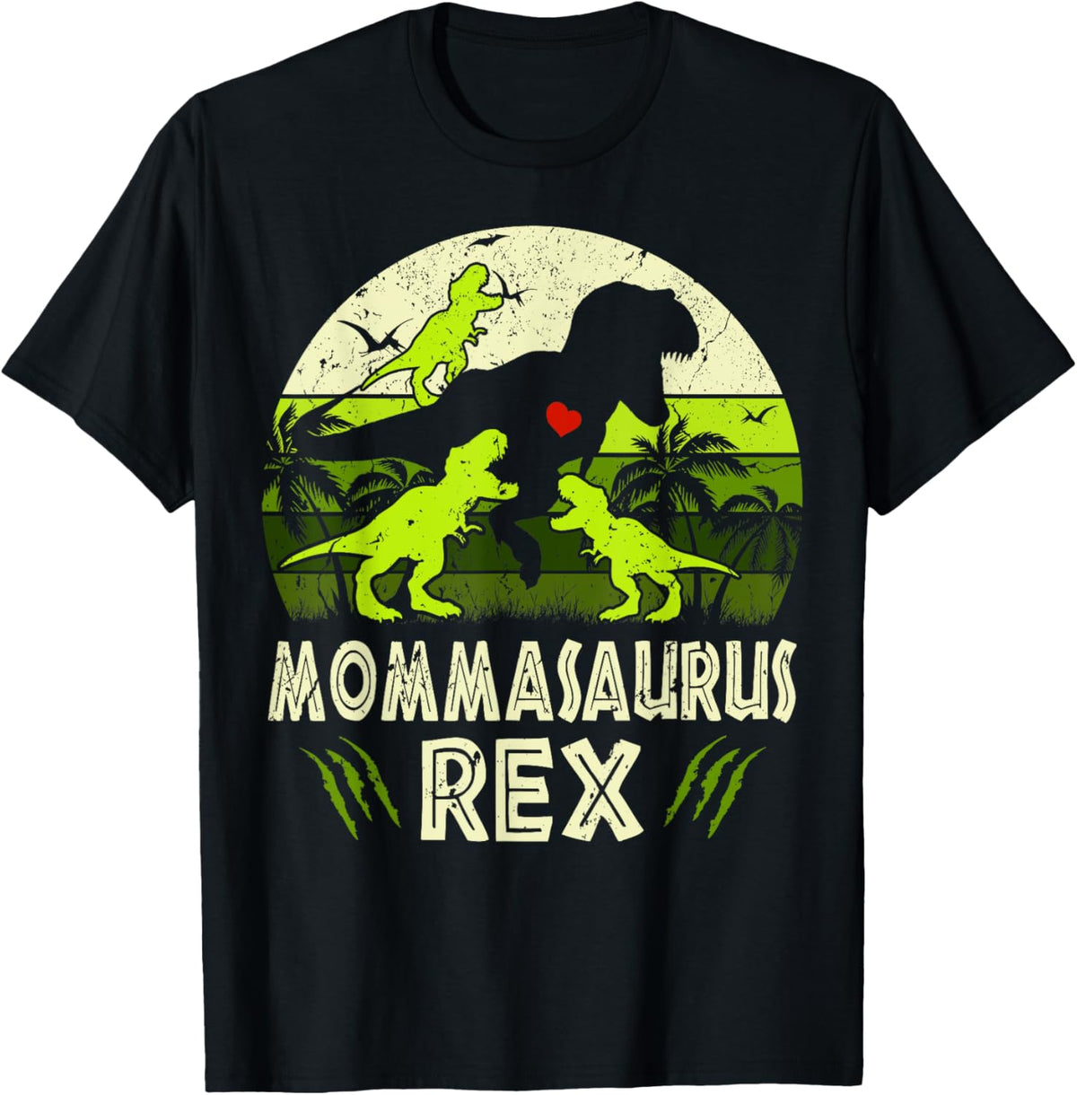 Momma Dinosaur T Rex Mommasaurus 3 kids Matching Family T-Shirt