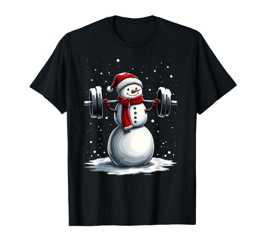 Christmas Snowman Deadlift Xmas Weightlift Gym Men Women T-Shirt