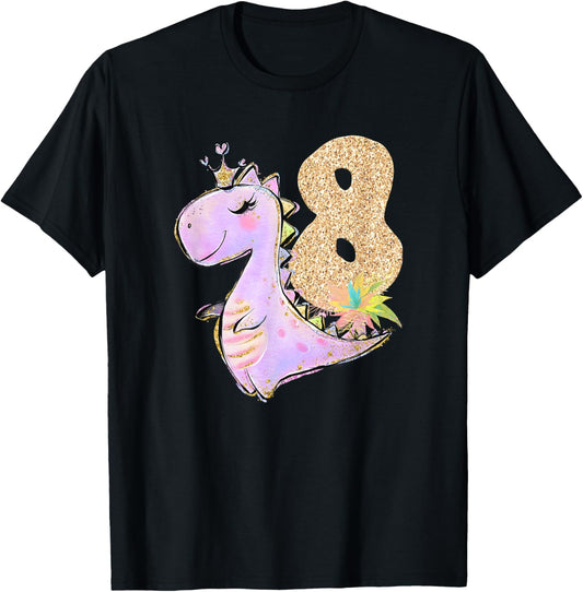 8th Birthday Dinosaur Girl Dino Party Outfit Eight T-Shirt