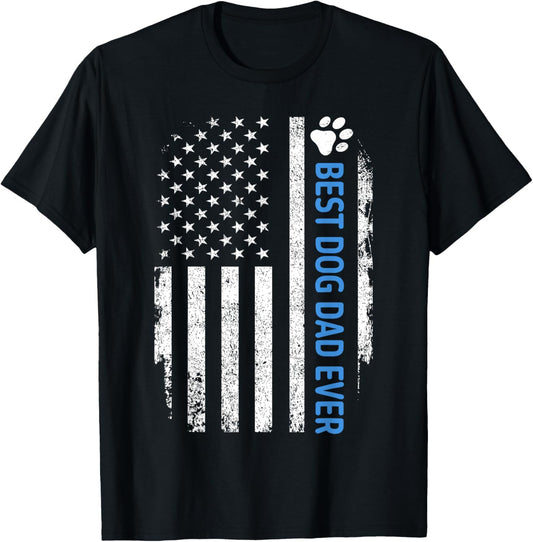 Best dog dad ever vintage us flag for fathers day birthday T-Shirt